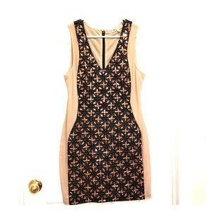 Tan and Gold Jeweled party dress